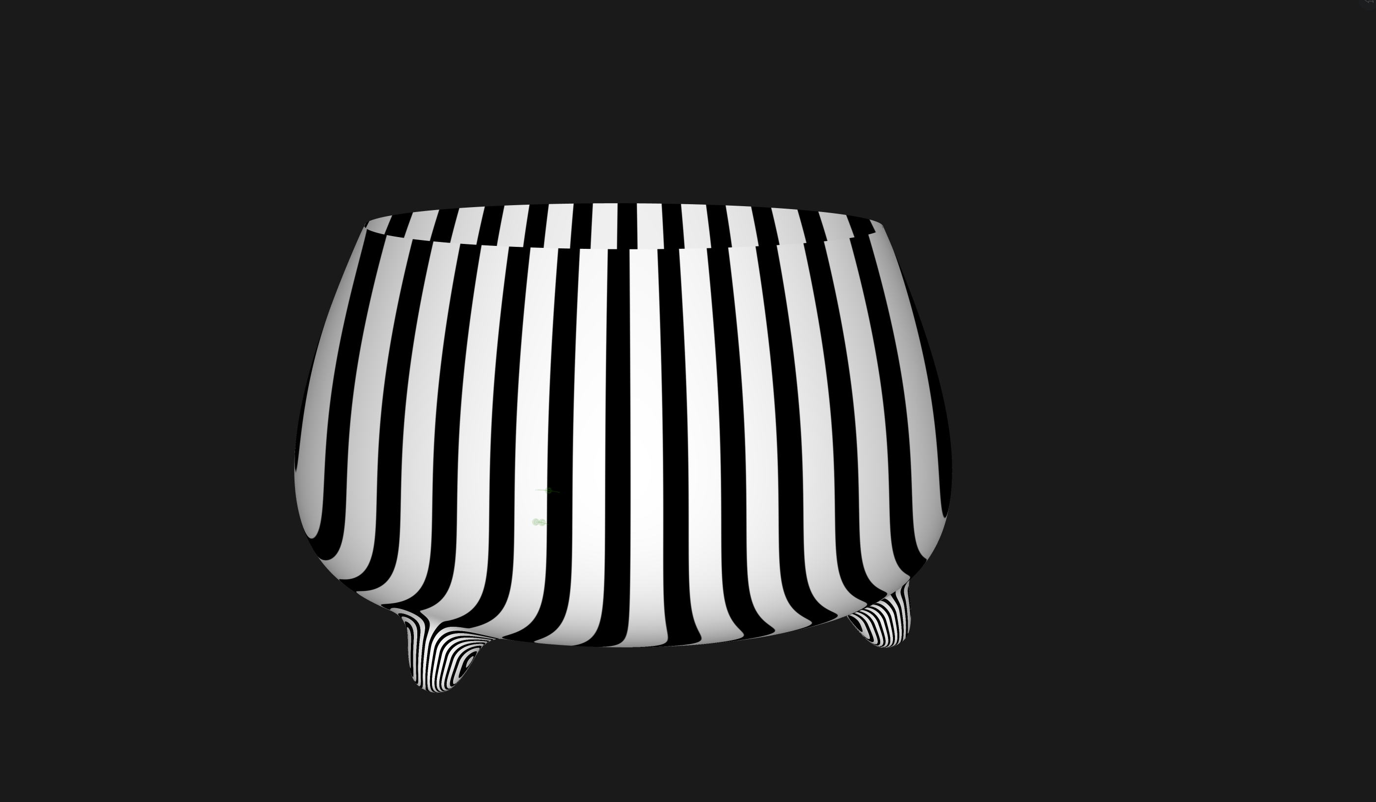 Zebra reflection analysis on a product surface showing how highlight flow reveals surface quality.