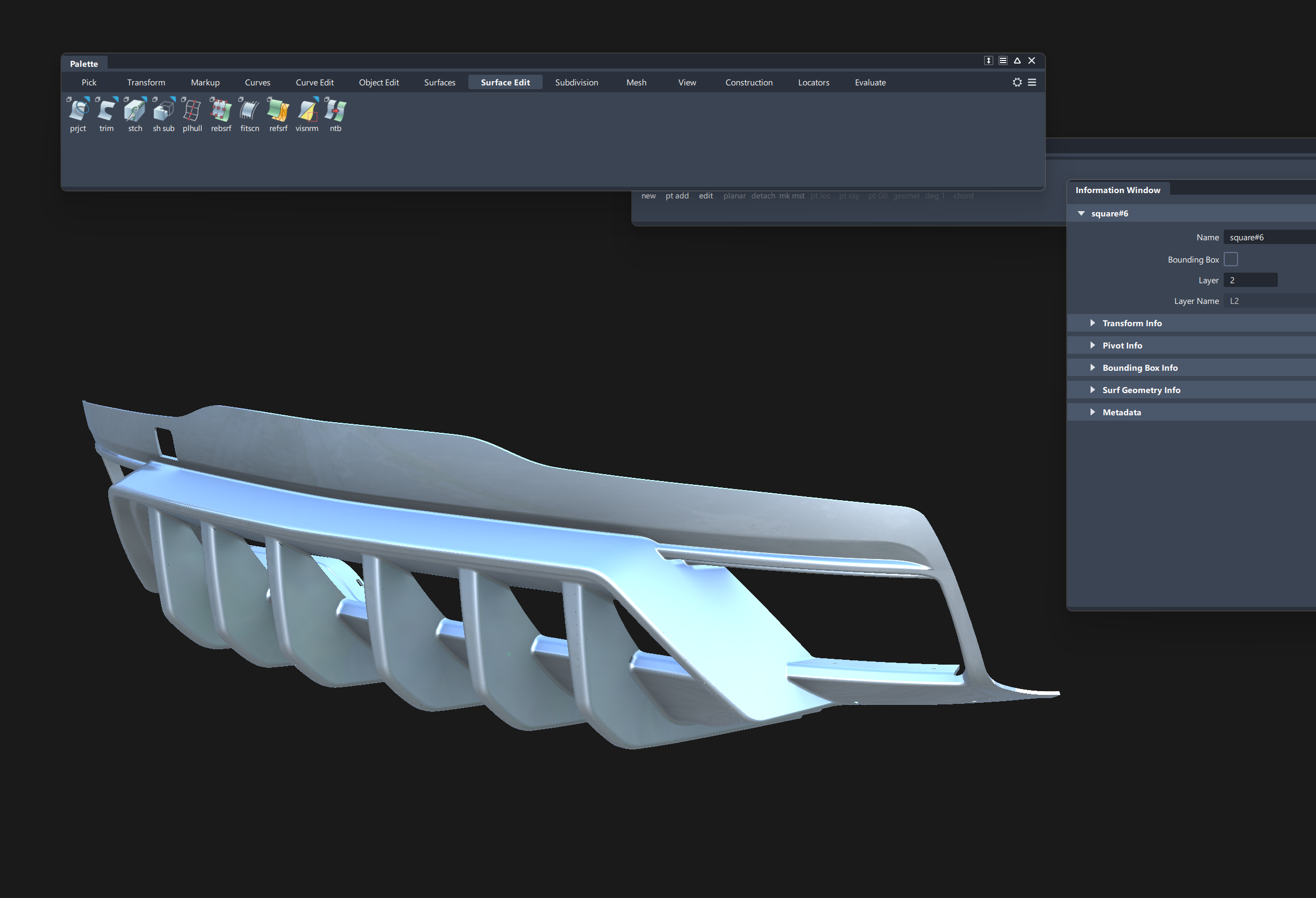 Plastic part CAD underside with rib structure